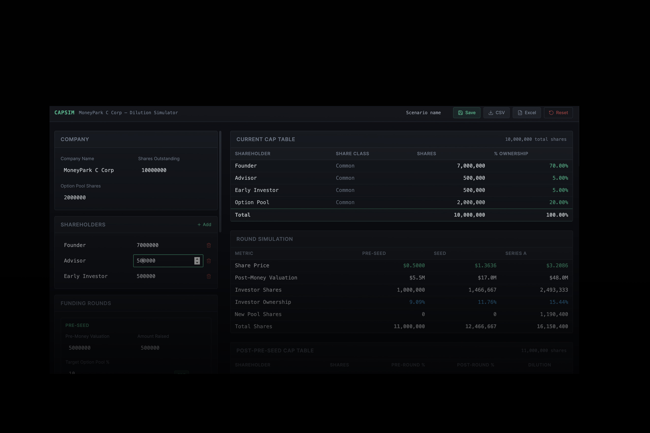 Cap Table Simulator | sorinadumitru.com